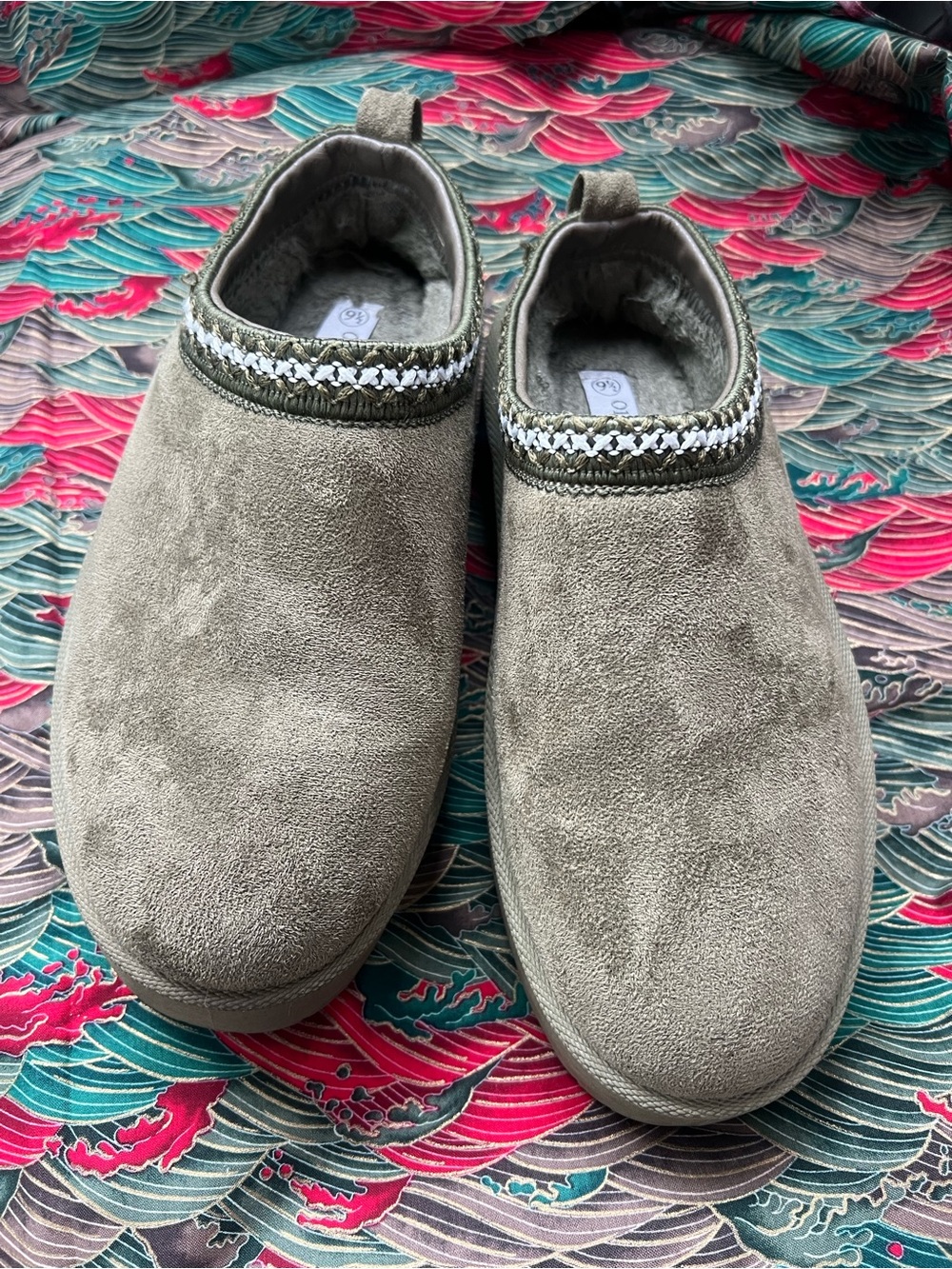 Olivia and Kate Green Suede Slip Ons size 9.5 Platform